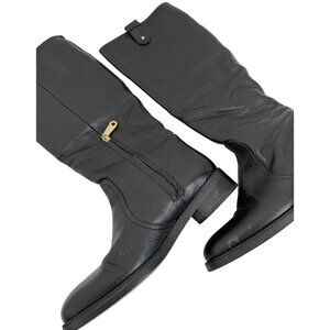 Bally Women Size 35 EU 5 US Black Leather tall Boots side zip low Heel Italy